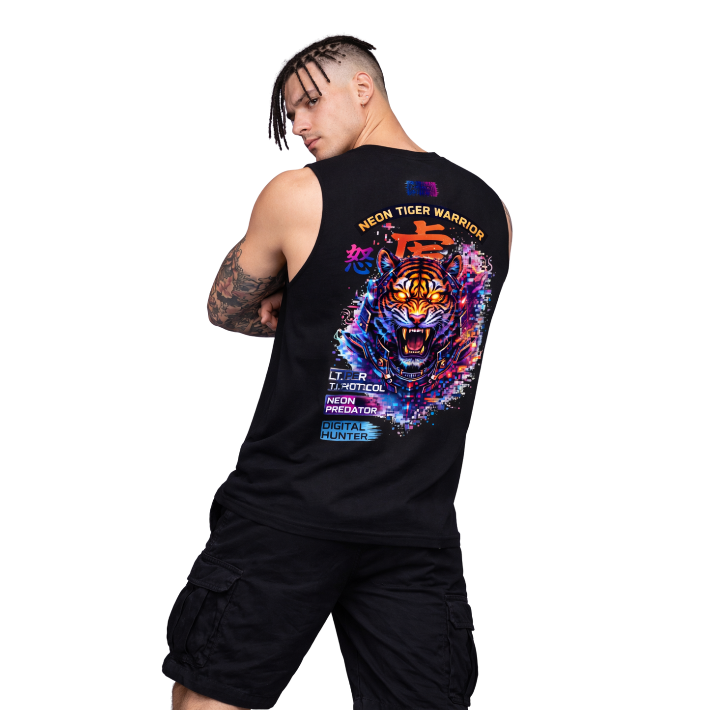 Neon Tiger Warrior Sleeveless Oversized Tee